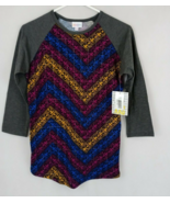 NWT LulaRoe Randy Shirt Multi-Color Chevron Design With Gray Sleeves Siz... - $22.10 CAD