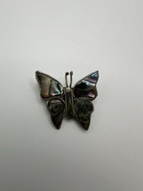 Vintage Alpaca Silver Mother of Pearl Butterfly Brooch Pin 1&quot; - £14.28 GBP