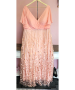 Women&#39;s Dress 14 Peach A-line Gold Embroidery Lace Evening Formal Gown F... - $1,008.52 MXN
