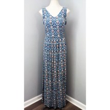 Vanessa Virginia By Anthropologie Tidal Maxi Dress Blue Ikat Sleeveless Medium - £31.64 GBP