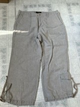 Eddie Bauer 100% Linen Cargo Capri Crop Women’s 10 Pants Tan Pockets Khaki - $25.96