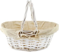 White-Painted Cornucopia Wicker Basket With Handles, 13 X 10 X 6, And More. - £26.34 GBP