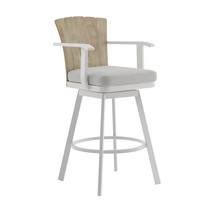 40&quot; Gray Metal Swivel Outdoor Counter Height Bar chair with Footrest - $1,404.78 CAD