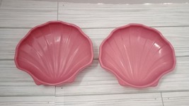 Vintage Pfaltzgraff Ceramic Pink Shell Soap Candy Dish Set Of 2 Made in USA - £14.68 GBP
