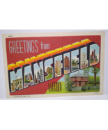 Greetings From Manfield Ohio Large Big Letter Linen Postcard Curt Teich ... - £5.49 GBP