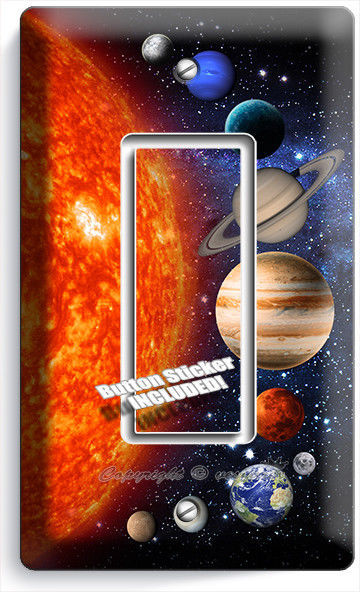 SOLAR SYSTEM SPACE PLANETS MOON STARS SINGLE GFCI LIGHT SWITCH PLATE ROOM DECOR