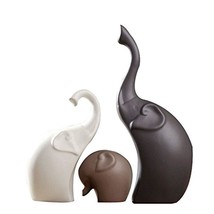 Home Décor Elephant Family Matte Finish Ceramic Figures - (Set of 3 Piece) - £28.11 GBP