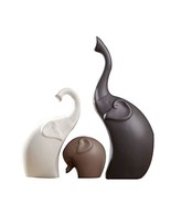 Home Décor Elephant Family Matte Finish Ceramic Figures - (Set of 3 Piece) - £27.58 GBP