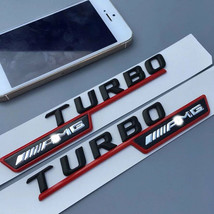 For Mercedes Black and red Turbo AMG Side Vent Badges Letters Stickers 2... - $14.22
