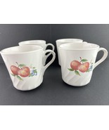 Corningware Chutney Fruit Coffee Tea Mugs Cups Pear Apple Ribbed (Set of 4) - $19.43 CAD