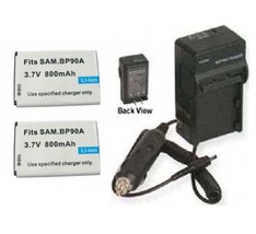 2x BP90A Batteries + Charger For Samsung HMX-E10, HMX-E10BP, HMX-E10OP HMX-E10ON - £17.46 GBP