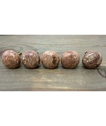 (5) Mushroom Shaped Red Marble Knobs Pulls with Screws Beautiful, Excellent - £56.98 GBP