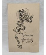 1900s Valentine Greetings Lady With Ribbon And Hearts Bergman Quality Po... - €21,21 EUR