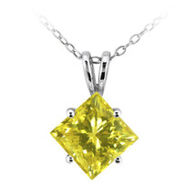 Solitaire Diamond Pendant Natural Princess Shape Yellow Treated 14K VS2 1.20 CT - £1,602.45 GBP