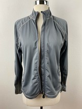 New Balance Womens Track Jacket Small Gray Jersey Knit Waffle Under-Sleeves - $19.75