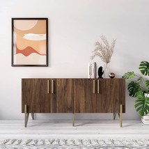 Roomfitters 65&quot; Wood Tv Stand, 2 Door Media Console, Contemporary, Gold Legs). - £235.30 GBP
