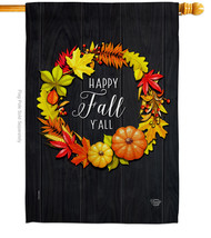 Fall Wreath - Impressions Decorative House Flag H192630-BO - £29.55 GBP