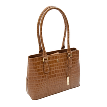 DR299 Women&#39;s Hobo Shoulder Leather Bag Beautiful Croc Pint Tan - £95.43 GBP
