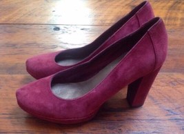 Me Too Marisa Red Rouge Leather Suede Chunky High Heels Pumps 7M 37.5 - £15.79 GBP