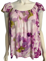Soma Cool Nights Women&#39;s Pink/Lavender Floral Smocked Neckline Night Shi... - €24,41 EUR