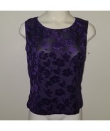 Boutique Europa by Newport News Purple Floral Tank Velvet Sheer Cropped ... - £13.16 GBP