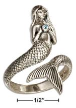Sterling Silver Mermaid Wrap Ring with Blue Topaz Stone - £106.69 GBP
