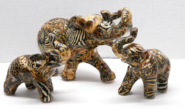 VTG La Vie Safari Collection Elephants Decoupage Animal Print Sculpture Lot of 3 - $49.99