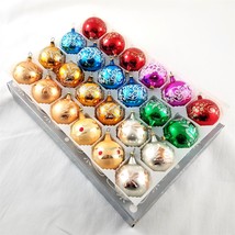 Vintage Kurt Adler Multi Color Glass Mini Ball Christmas Ornaments Set of 24 - £23.73 GBP