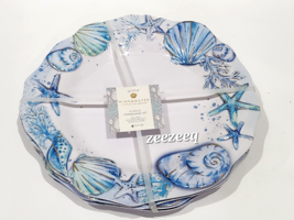 Wind &amp; Water Coastal Collection Seashells/Starfish Melamine 11&quot; Dinner P... - $46.99