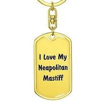 Love My Neapolitan Mastiff v4 - Luxury Dog Tag Keychain 18K Yellow Gold Finish - £27.49 GBP