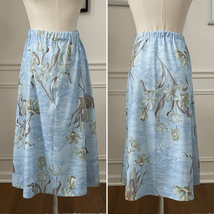 Vintage 70s Polyester A-line Skirt Blue Floral S - $28.80