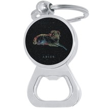 Aries Zodiac Stars Bottle Opener Keychain - Metal Beer Bar Tool Key Ring - £8.45 GBP