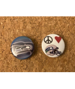 Pair of Seattle Seahawks Pinback Pins Logo and Peace, Love, Seahawks 1" ... - $4.20