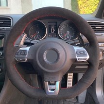DIY leather suede car steering wheel cover for VW Golf 6 Gti MK6 / Polo-... - £37.35 GBP