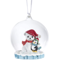 Precious Moments Playful Penguin &amp; Polar Bear Warm Hugs LED Lights Ornament - £39.14 GBP