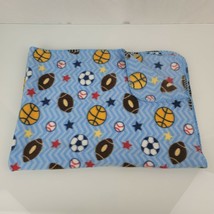 Garanimals Blue Fleece Sport Blanket Football Soccer Ball Basketball Bas... - £37.49 GBP