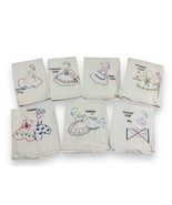 Vtg 7pc Days Of Week Embroidered Girl’s Chore To-Do List Kitchen Tea Towels - £30.59 GBP