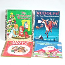 Christmas Golden Books Treasure Rudolph Jingle Bell Raggedy Ann Andy Santa Set 4 - £15.02 GBP