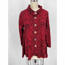 Habitat Button Up Lightweight Jacket Sz S Red Black Printed Textured - £24.49 GBP