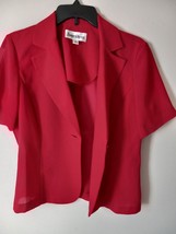 DANNY &amp; NICOLE Suit Blazer Jacket SIZE 8 Red Short Sleeve Classic Office - £12.45 GBP