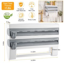 4 in 1 Kitchen Wrap Film Roll Dispenser Paper Towel Holder Wall Mounted Foil - £36.76 GBP
