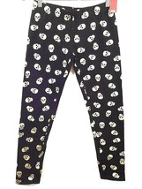 Halloween Skull Leggings Junior Size Small 3-5 Black Gold Ankle Stretch Seamless - £11.08 GBP