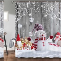 Snowman Winter Snowflake Bathroom Shower Curtain 69x72 Inches - $54.44