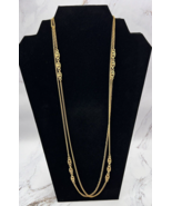 Monet Signed Chain Necklace With Star Detailing Vintage Gold Tone  54&quot; - £11.47 GBP