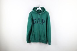 Vintage Gap Womens Small Faded Spell Out Block Letter Hoodie Sweatshirt Green - £47.33 GBP