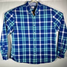 Bonobos Men&#39;s Sz XL Blue Button Down Shirt Plaid Checkered Standard Fit - $24.74