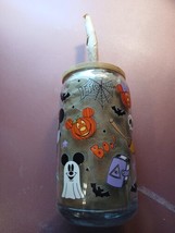 GLASS CUP- 16OZ CUP WITH BAMBOO LID AND GLASS STRAW - Disney Halloween E... - $13.10