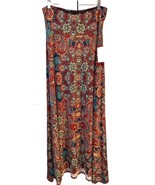 NEW LuLaRoe Large Blue Maroon Floral STUNNING Slinky Maxi Skirt/Straples... - $42.56