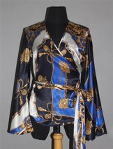 Andrea Behar Baroque Chains Belts Scarf Kimono Bell Sleeves Wrap Blouse Wm&#39;s 4 - £21.34 GBP