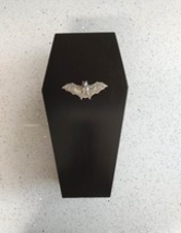 Lidded Black Coffin Storage Box With Bat and Bat Fabric  - $35.00